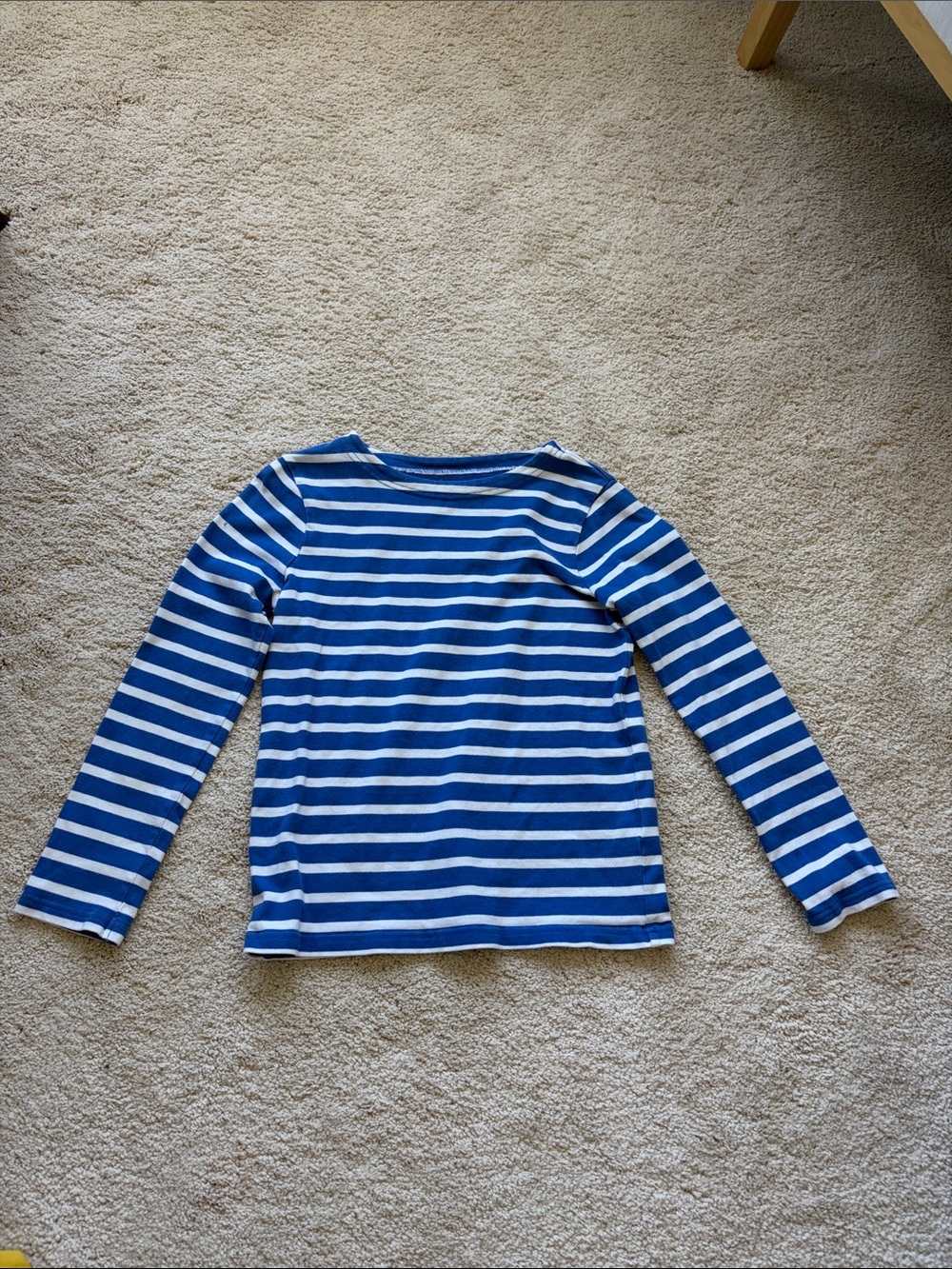 Boden Blue & White Striped Long-Sleeve Tee